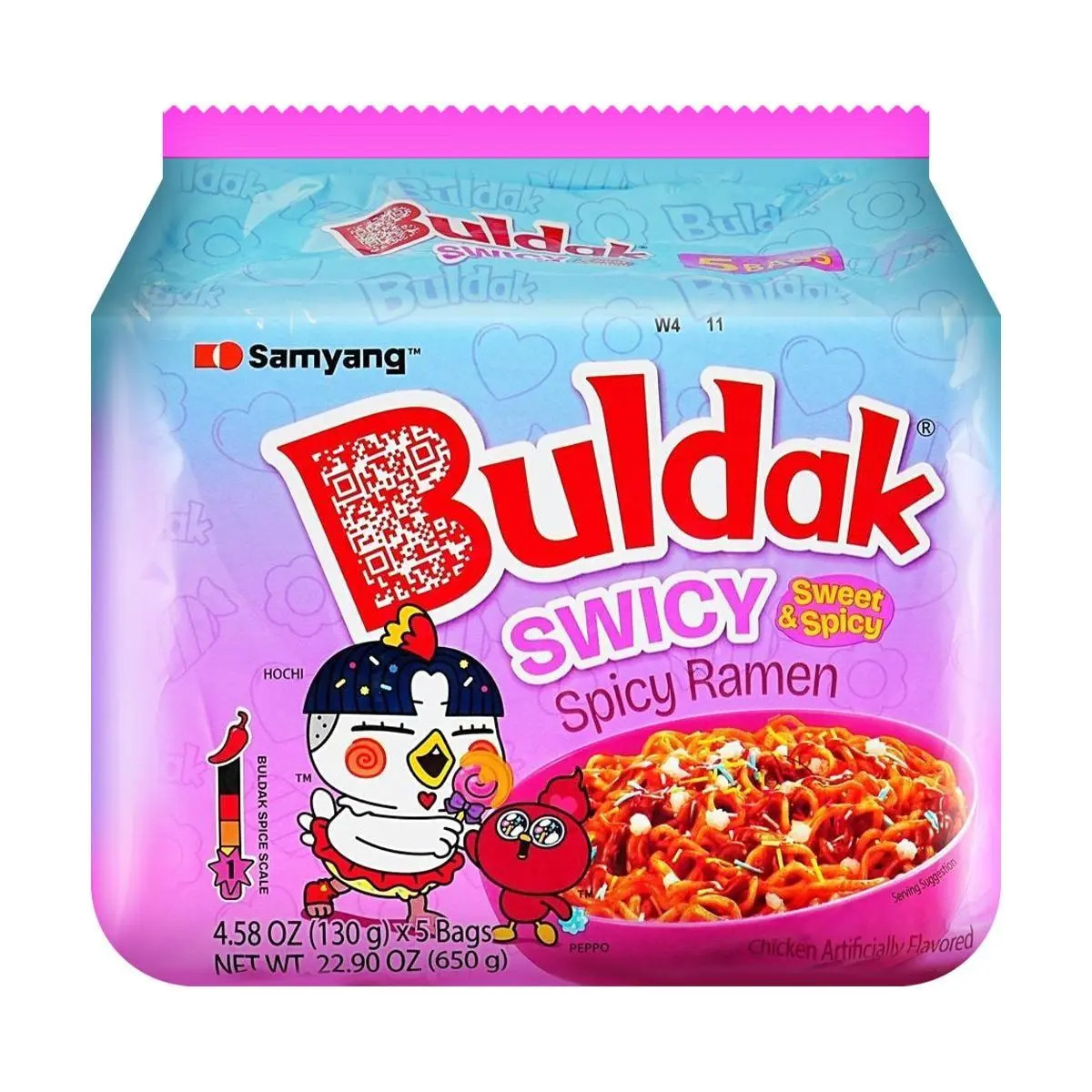 Samyang Korean Spicy Swicy Hot Chicken Flavor Instant Noodle Snacks, 5-Pack Pantry Food