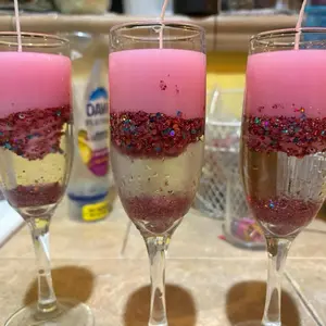 Pink Sunset Champagne Toast Cleansing Candle infused with sage for cleansing and  Snowglobe Edition - Decorative Candle with Sage Infused for cleansing and purifying your space energy and aura - Glassware - Freshener & Ornaments - Decoratio