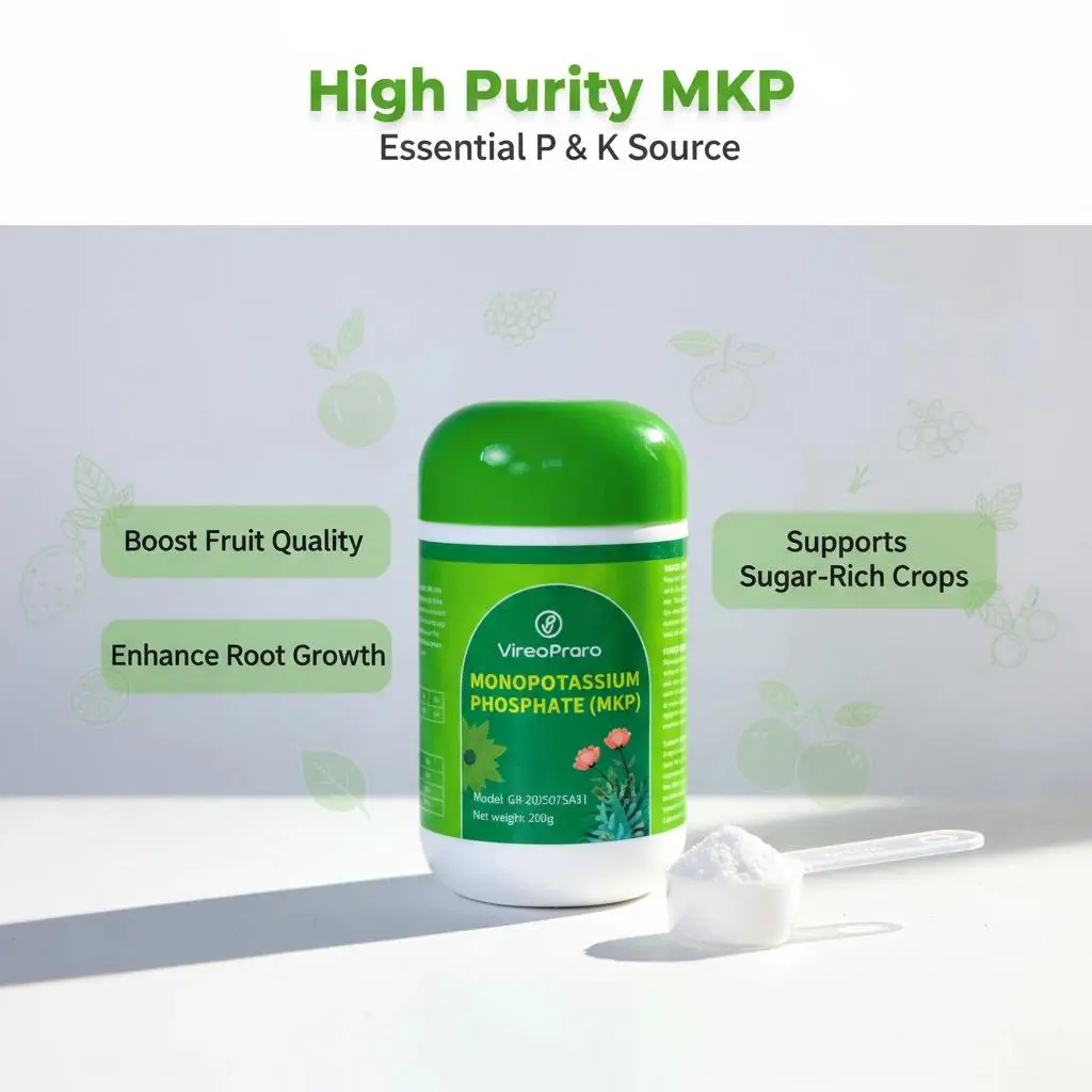 E04 / Potassium dihydrogen phosphate all-in-one plant nutrient. Promotes flowering, strengthens seedlings, boosts photosynthesis, and supports overall growth. A fast-acting, efficient supplement suitable for flowers, vegetables, fruit trees