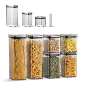 6Pcs Vacuum Seal Jars with Lids, Black, 2x1900ML + 2x1100ML + 2x700ML, 1 Manual Vacuum Pump, AS & Silicone Material, Airtight Food Storage Containers for Kitchen Pantry