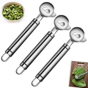 3 Pack Cactus Peeler Spoon,2025 Stainless Steel Cuchara Pelador de Nopales,Multi-Function Cactus Peeling Knife Tool,Sliced Chinese Noodle Cutter for Cooking Kitchen Gadgets