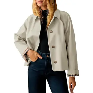 Women's short windbreaker lightweight single breasted jacket autumn windbreaker fashionable jacketRAIMENTRY