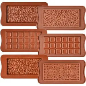 Chocolate Bar Mold - Food Grade Silicone Chocolate Molds, Non-Stick Tabs Chocolate for Dubai Chocolate Bar Pistachio, Milk Chocolate Bar - 2 Pieces of Each - Set of 6