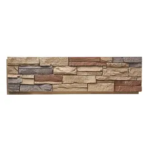 Summervibes VEVOR Faux Stacked Stone Panel, 45.6x 12.8 in Artificial Stone Wall Panels, High-Density PU Stones Siding Panel, Easy to Cut, Rock Panels for Interior and Exterior Decorations, Brick Red