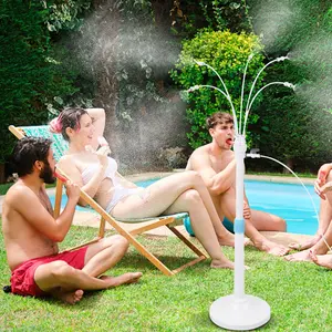 POCKET PANDA Misters for Outside Patio, Standing Misting Cooling System, Portable Outdoor Water Mist Hose Kit, Adjustable 45.7in Height & 5 Spray Nozzles for Backyard Garden Pool Tanning BBQ Cool Kids Pet Playing