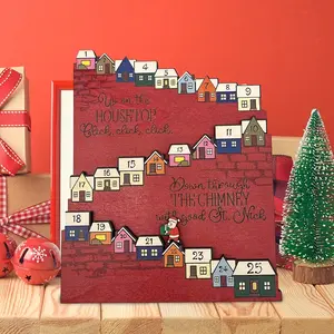 Christmas Countdown Decoration Santa Claus Gifts House Numbers 10-25 Home Office Desk Decor No Power Wooden Style Festive Gift