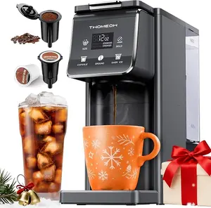 K Cup Coffee Maker With Bold Setting, Single Serve Hot & Iced Coffee Maker for K-Cup and Grounds, 52oz Removable Reservoir, 6 to14oz Brew Sizes, Pod Coffee Machine With Reusable Filter, Gray Summervibes
