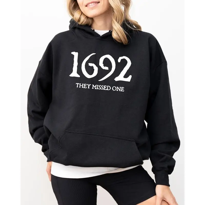 1692, They Missed One, Skeleton, Ghost, Witch, Skull, Spooky, Aesthetic, Meme, Halloween, Costume, Hoodie, Hooded Sweatshirt 1692, They Missed One, Skeleton, Ghost, Witch, Skull, Spooky, Aesthetic, Meme, Halloween, Costume, Hoodie, Hooded Sweatshirt