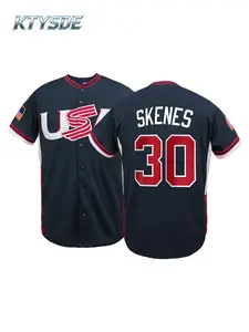 KTYSDE Men's Stitched Baseball Jersey, Classic USA #30 Navy Baseball Shirt for Men Women, Breathable Athletic Top, Breathable Sports Jersey for Casual Daily Wear, Theme Party, Halloween, Birthday Gift for Baseball Fans