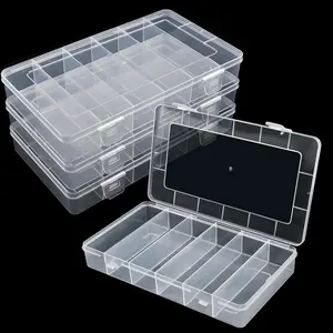1/2/4 pcs 6 Grids Tackle Box Organizer, Fishing Tackle Organizer, Plastic Organizer Box, Compartment Storage Box, Small Items and Craft Organizer for Lure Bait Hooks Storage Screws Nail Pins