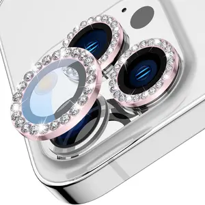 Premium 9H Tempered Glass Camera Lens Protector  For iPhone 17/1 7Air/17 Pro/17 Pro Max iPhone 11/12 Pro Max - Silver Aluminum Alloy Cover with Metal Ring Decor - 4pcs Anti-Scratch Shields Kit