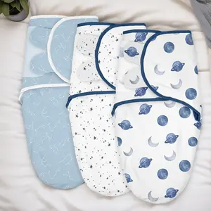 L-SQ20  3-Pack Organic Baby Swaddle Sleep Sacks That Improve Sleep - 100% Cotton Soft, Snug Adjustable Wrap for Newborns 0-3 Months, Essential Nursery Swaddling Blankets