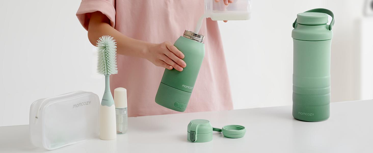 Momcozy Portable Milk Warmer for Travel – Dual Heating Modes for Breast Milk & Water, Portable Bottle Warmer with Fast Heating & Long Battery Life, 17 Ounces Large Capacity to Meet Your All-Day Needs