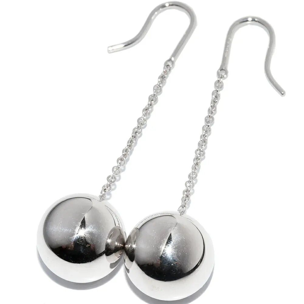 Pre-owned Tiffany & Co. Sterling Silver 925 (Ag925) Small Leather Goods Silver 925 HardWear Ball Earrings 14mm