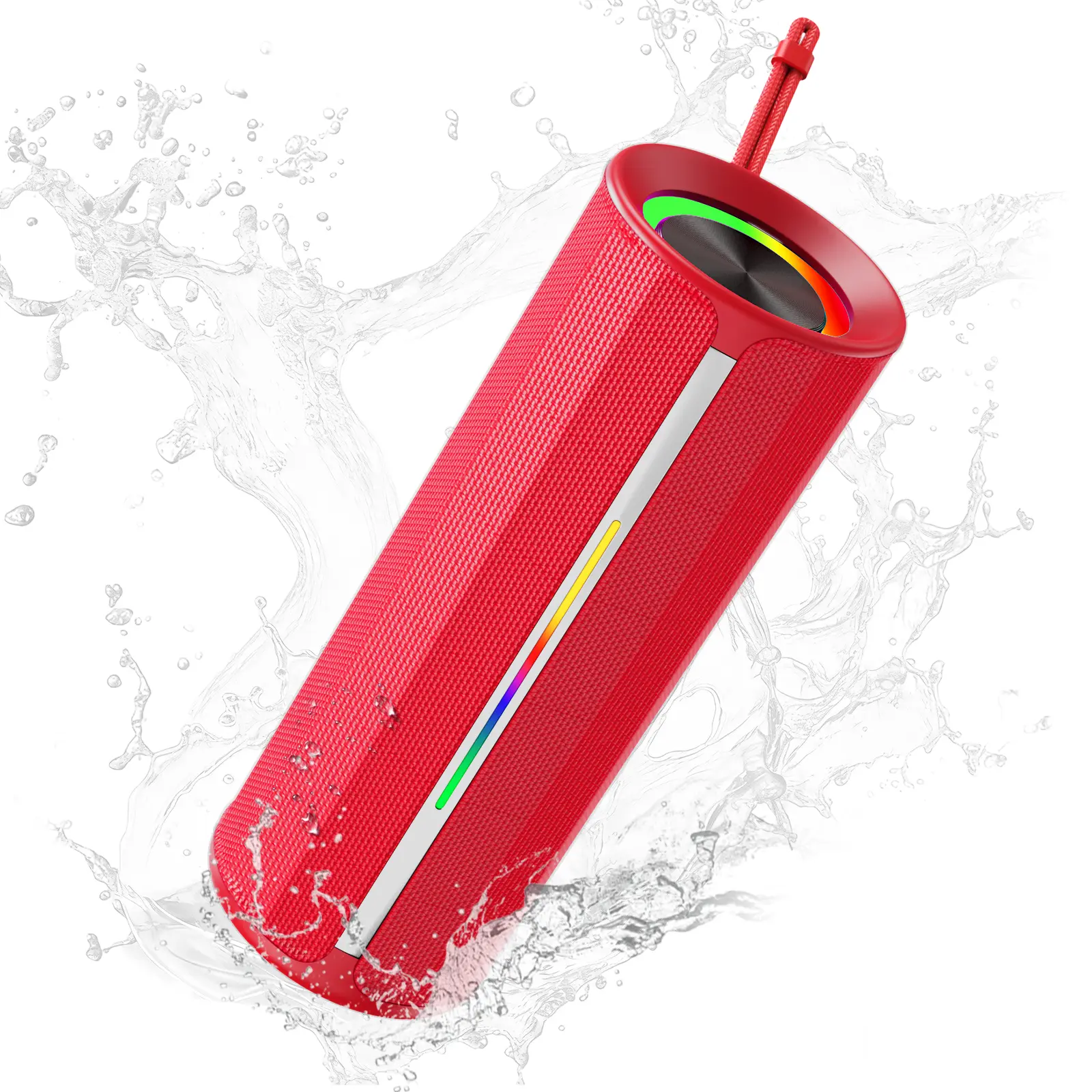 【Live-Song】Portable Bluetooth Speaker VOCH J26, Wireless Stereo Sound with Dynamic RGB Lights, TF Card USB AUX FM Support, Long Playtime Speaker for Home Party Outdoor Travel