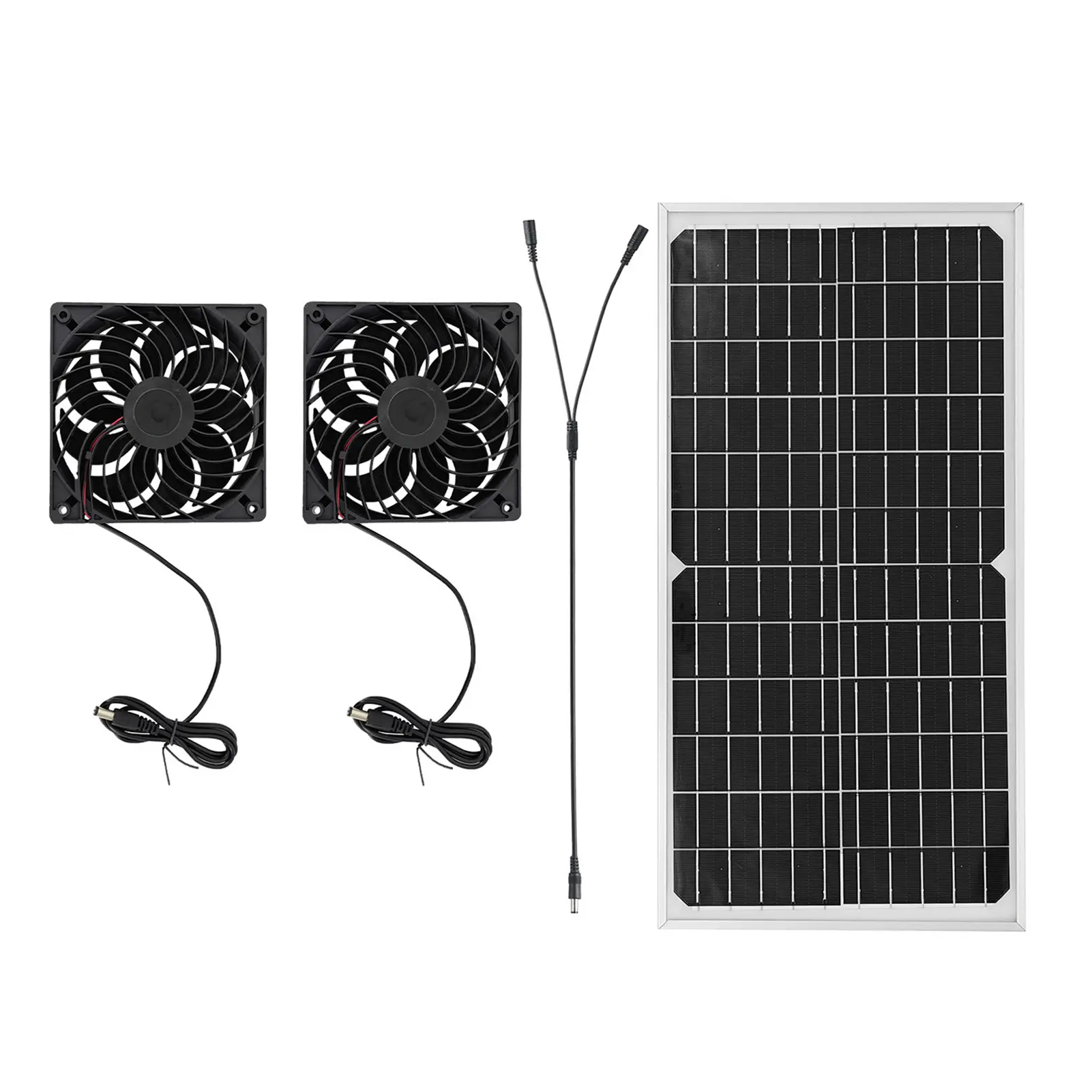 Solar Exhaust Fan Kit with 16W Solar Panel 2 High Speed Brushless DC Fan Solar Powered Vent Fan for Greenhouse Chicken Coop Attic Barn Shed
