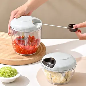 A Manual Food Chopper with Capacities of 500Ml, And 900Ml, Designed for Grinding Spices And Seasonings - a Versatile Garlic Press, Vegetable Cutter, And Meat Grinder Featuring Stainless Steel Blades And an PP Plastic Container