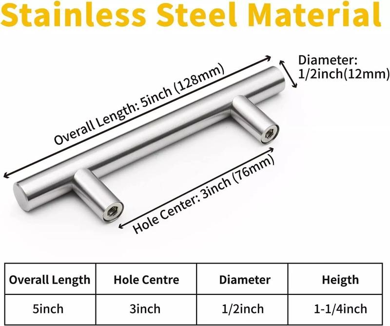 30-Piece Set of Brushed Nickel 5-Inch Kitchen Cabinet Pulls Stainless Steel Drawer T-Handles 3-Inch Hole Center Spacing Limited-Time Special Offer TikTokShopBlackFriday 30-Piece Set of Brushed Nickel 5-Inch Kitchen Cabinet Pulls Stainless Steel Drawer T-Handles 3-Inch Hole Center Spacing Limited-Time Special Offer TikTokShopBlackFriday