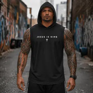 90s Graphic Sleeveless Hooded Tank Tops Men Vest Streetwear Outfits Men Vacation Outfits Sleeveless Shirt