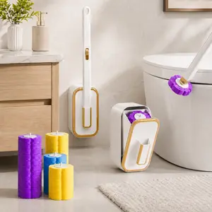Wall Mounted Toilet Brush Set with 24 Disposable Replacement Heads, Toilet Bowl Cleaner Brush and Holder for Bathroom Cleaning