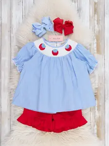 Crisp Apple Delight Smocked Cotton Outfit