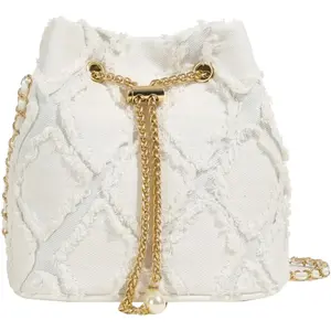 Denim bucket bag, women's denim wallet, denim messenger bag, hobo bag, drawstring handbag