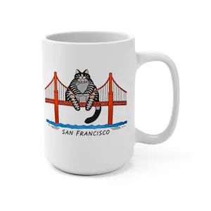 Ryan Gosling Cat Mug, Golden Gate Bridge Cat, Hail Mary, Project, RG Cat 11oz, 15oz Mug, Gift for Fans.