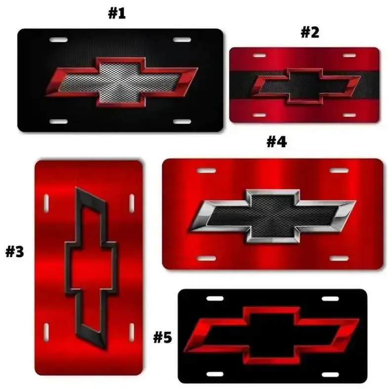 [Bold Chevy Logo, Red, Black & Metallic Vibe] Chevrolet Bold Logo Aluminum License Plate, Red, Black & Metallic Front Car Tag, Chevy Truck & Car Vehicle Vanity Decor