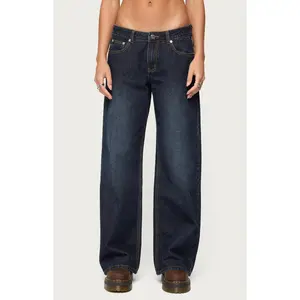 Edikted Women's Raelynn Washed Low Rise Jeans