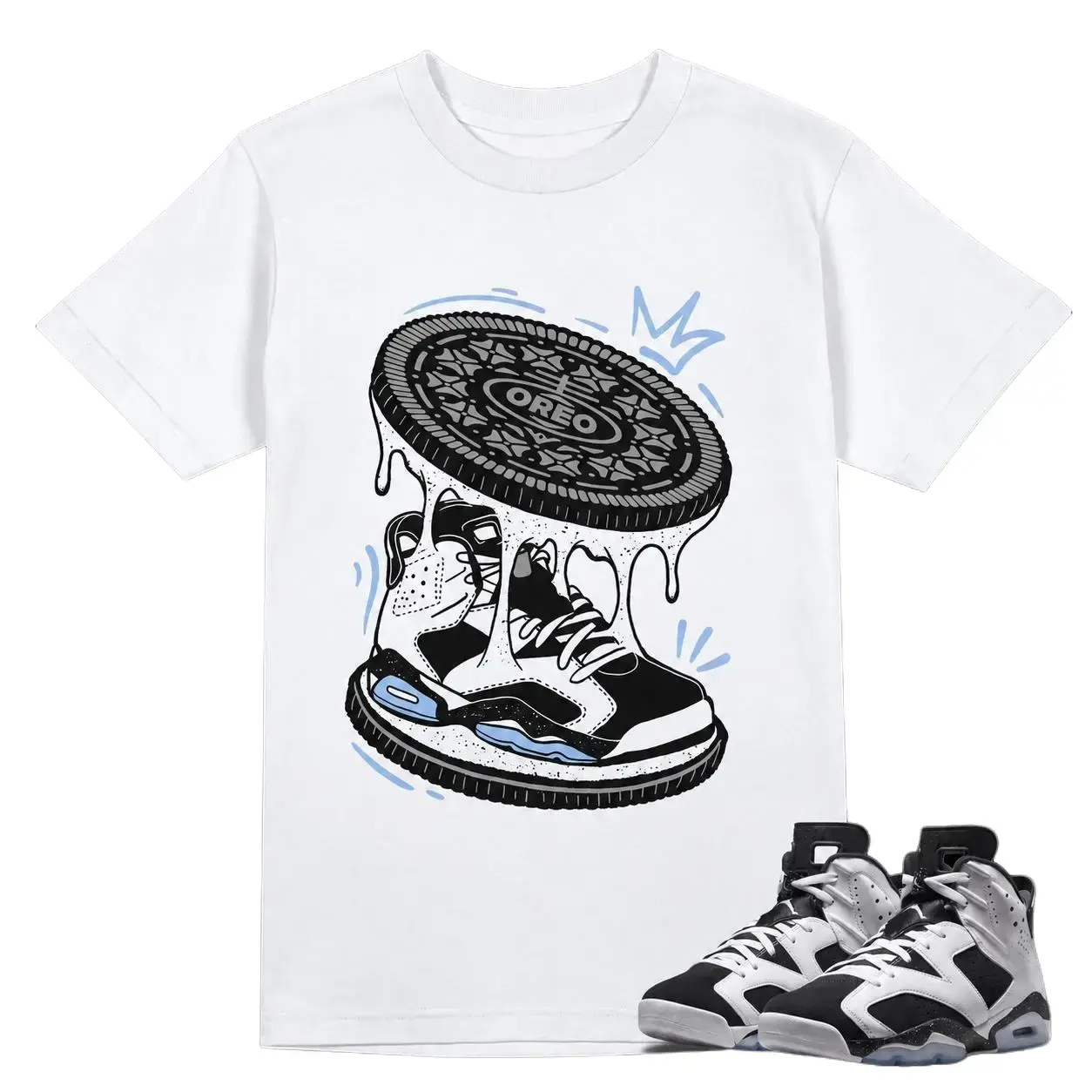 6 Oreo Black White Matching T Shirt, Cookie Graphic Shirt, 90s Hip Hop Tee, Gift For Women and Man, Unisex T-Shirt, Sneaker Head Gift