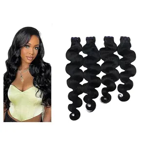 Estrella Hair 14A Body Wave 4 Bundles Raw Indian Real Human Hair, Double Ultra Thin Weft Cuticle Aligned Sew-In Hair Extensions, Durable & Reusable Long Lasting, 14–26 Inch