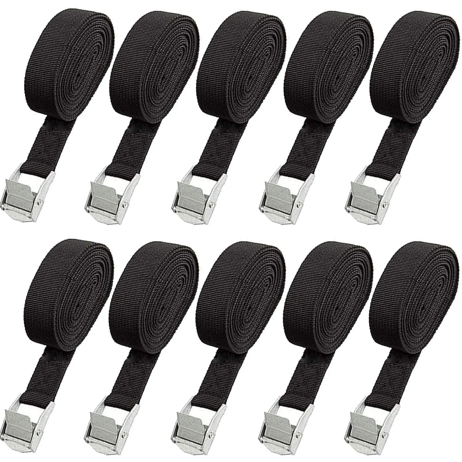 10 Pack Lashing Straps 16ft x 1" Tie Down Straps Cam Buckle Straps Heavy Duty Secure Straps up to 600 lbs for Kayak, Cargo, Luggage, Cinch, Canoe, Bicycles, ,