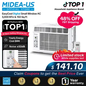 Midea 5,000 BTU Digital Window Air Conditioner, Cools up to 150 Sq. Ft. AC with Easy-to-Use Reusable Filter, Remote, Perfect AC for Bedroom, Living Room, Home Office, Electronic Control