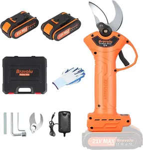 Electric Pruning Shears, Bravolu 21V Professional Power Secateurs Battery Powered, 2 x 2Ah Batteries, Cordless Pruning Shears Equipped With a Brushless Motor - 30mm [1.2 Inch] Cutting Diameter