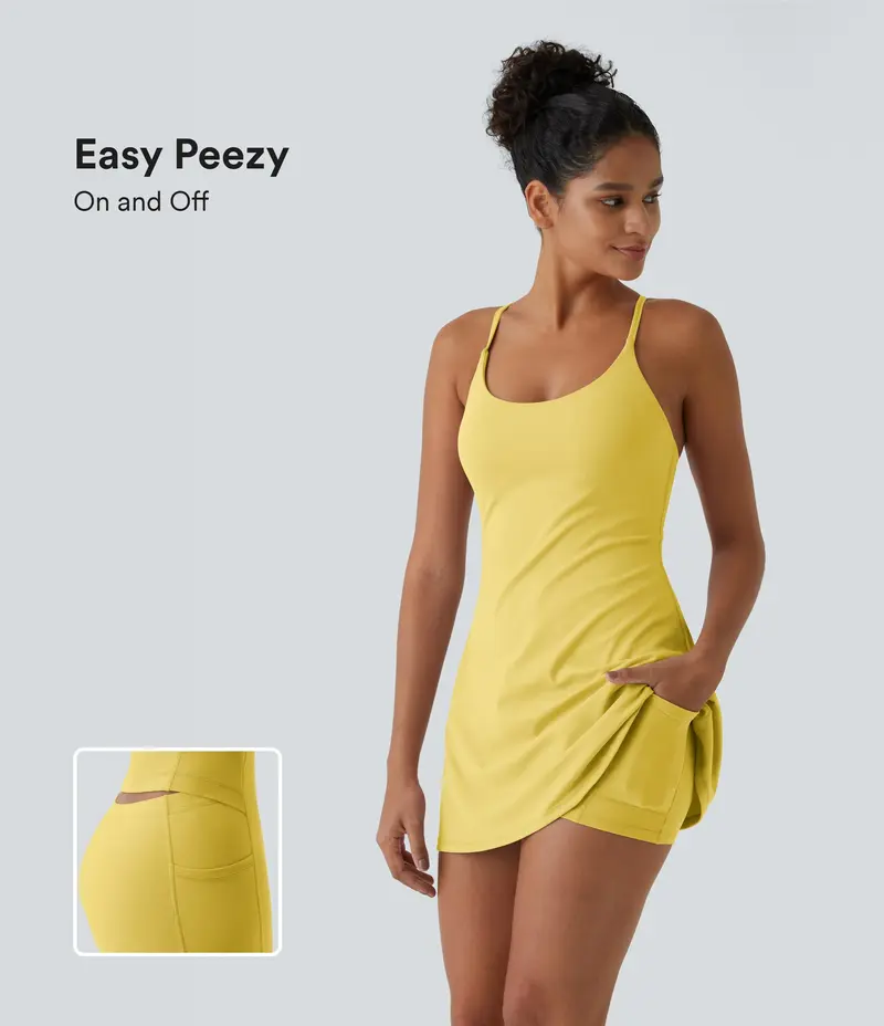 sachin and babi light blue dress Halara SoftlyZero Plush Backless Active Dress Workout Dress - Warm Mid Blue main image 0
