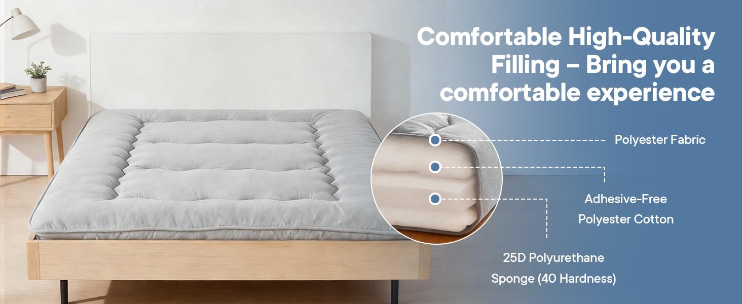 Memory Foam Futon Mattress, Foldable Tatami Floor Mattress with Storage Bag, Space-Saving & Comfortable