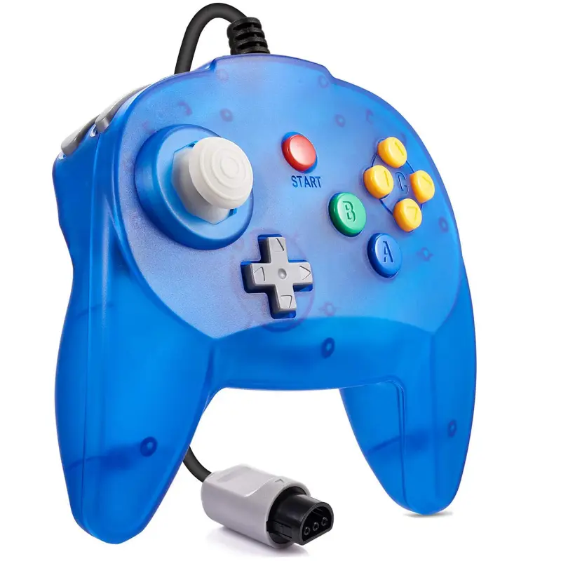 Transparent N64 Controller, Wired N64 Game Controller, Classic 64 Video Game Joystick, Suitable For Ultra N64 Console Video Game System, Supports Shock Pack, Memory Card