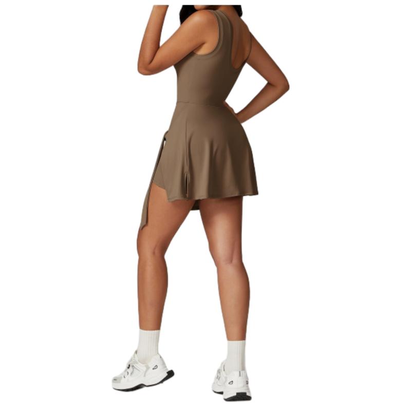 Womens Tennis Dress Wrap Skirt Built in Shorts Sleeveless Golf Athletic Romper Sundress Tie Front Spandex Durable Fabric