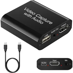 Audio Video Capture Card with Mic and HDMI Loop-Out, 1080p 60fps 4K HDMI Capture Card Video Recorder for Gaming/Live Streaming/Conference, Works for Nintendo Switch/PS5/Camera/Xbox/OBS