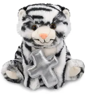 PLUSH CROSS - SUPER-SOFT PLUSH - SQUAT WHITE TIGER 8"