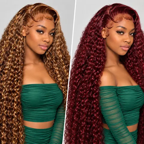 【live】2-Wig Human Hair Lace Front Wig Combo for Black Women, 13x4 HD Transparent Lace, 180% Density, Baby Hair, Deep Wave & Straight, Burgundy/Natural Black