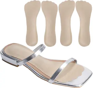 4 Count Pigskin Anti-Slip High Heel Inserts Women, Cushion Insoles for Dress Shoes, Adhesive Sandal Liners for Sweaty Feet Shock Absorb, Insoles for Flats Open Toe Shoes Invisible Barefoot Inserts, L