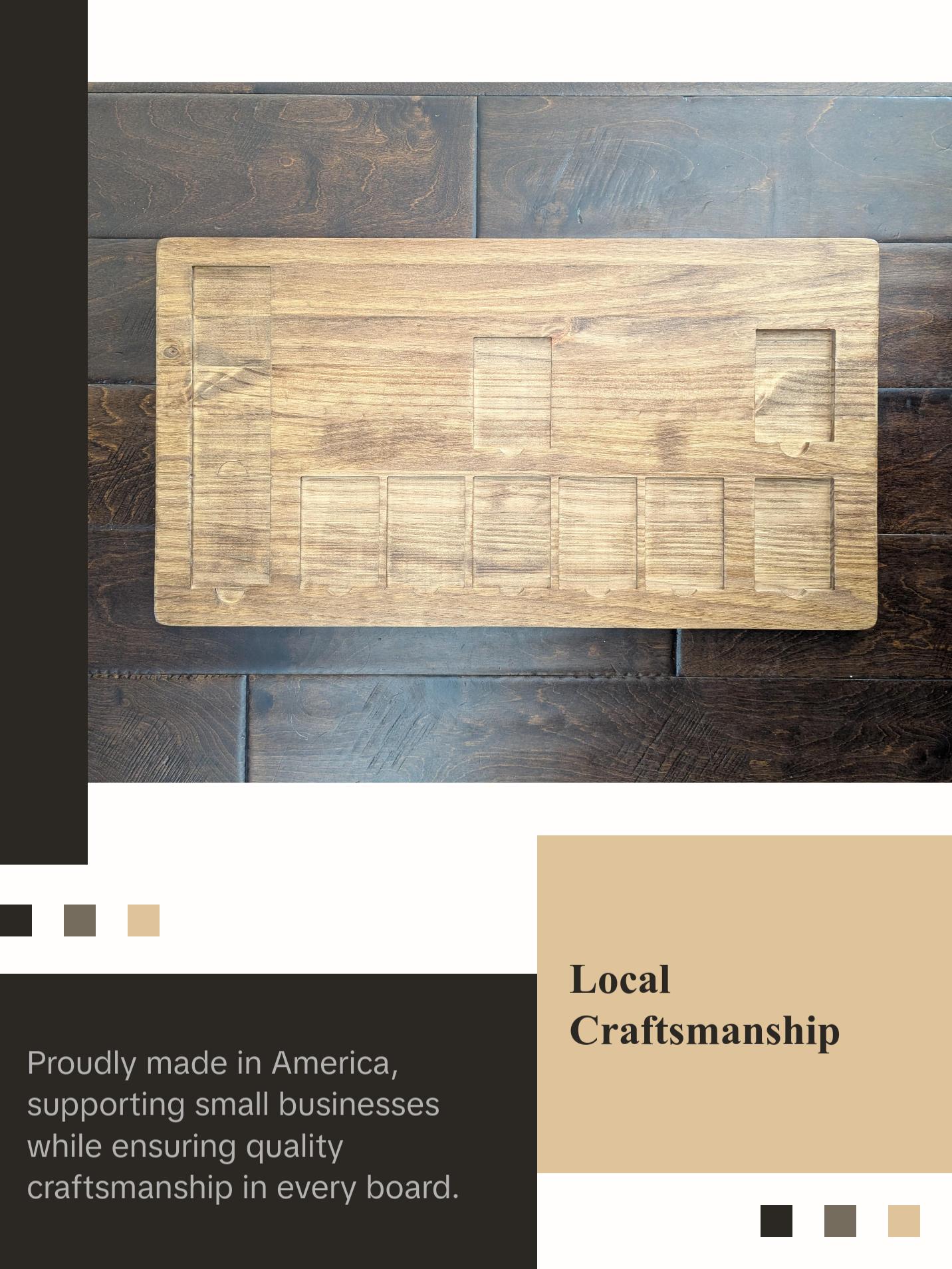 Pokemon Card Game Board-Durable Wooden Game Board for Pokémon Card Game - 24.375 x 13.125 x .75 inches, Made in America