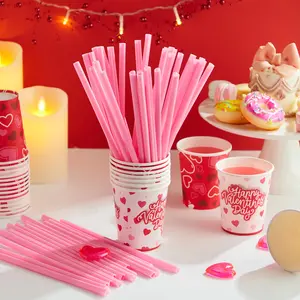 Heart-Shaped Straws, Cute Independent Plastic Straws for Valentine's Day, Birthday Parties, Wedding Gifts, Safe Contact, Rose, Home Bar Accessories