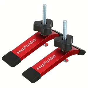 SnapFixMate 2-Pack Quick Acting Hold Down Clamps for Table Saw T-Track Miter Track, Woodworking Clamping Tools, Assembly Required