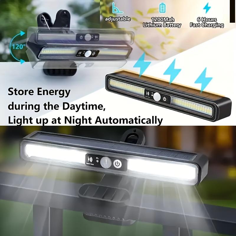 1PC Solar-Powered Clip-On Light with Auto On/Off, Motion Sensor, 3 Lighting Modes, Extended Run Time, IP6 Waterproof Rating—Ideal for Gardens, Outdoor Spaces, Camping Fences, Emergency Lighting, and more.