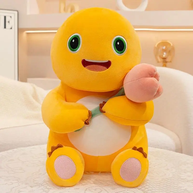 Cute Kawaii Nailong Peluche Milk Dragon Plush Toy Stuffed Animals Dinosaur with Heart Rose Flower Cuddly Plushie for Kids Gift