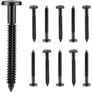 50-Pack 3 Inch Vinyl Shutter Fasteners, Black Window Shutter Pegs, Peg Lok Pin, Screws & Shutter Spikes Anchors for Exterior Wood, Aluminum & Vinyl Window Shutters