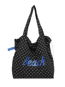 Polka Dot Beach Bag, Foldable Waterproof Drawstring Tote, Casual Shoulder Bag, Ideal for Summer Vacation, Beach, Pool, Travel