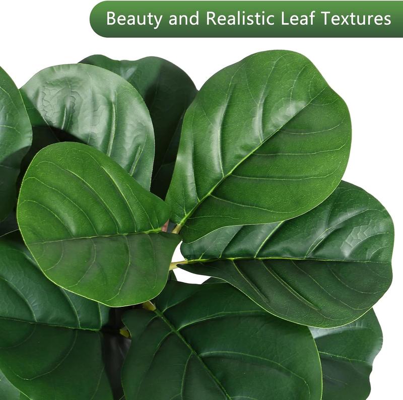 【Christmas Gift】5FT Fiddle Leaf Fig Tree Artificial with 77 Leaves Realistic Faux Ficus Lyrata Trees in 7.8 inch White Planter Pot Indoor Fake Floor Plants for Home Office Living Room Decor Housewarming Gift Decorative Fruit Wood Hand